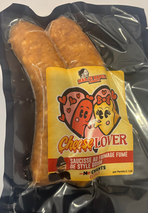 SAUCISSE CHEESE LOVER (FROMAGE FUMÉ DE STYLE GOUDA)